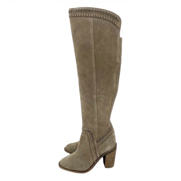 Vince Camuto Madolee Over-the-knee Boots Taupe Suede 3.5” Heels size 7.5 - Picture 2 of 12